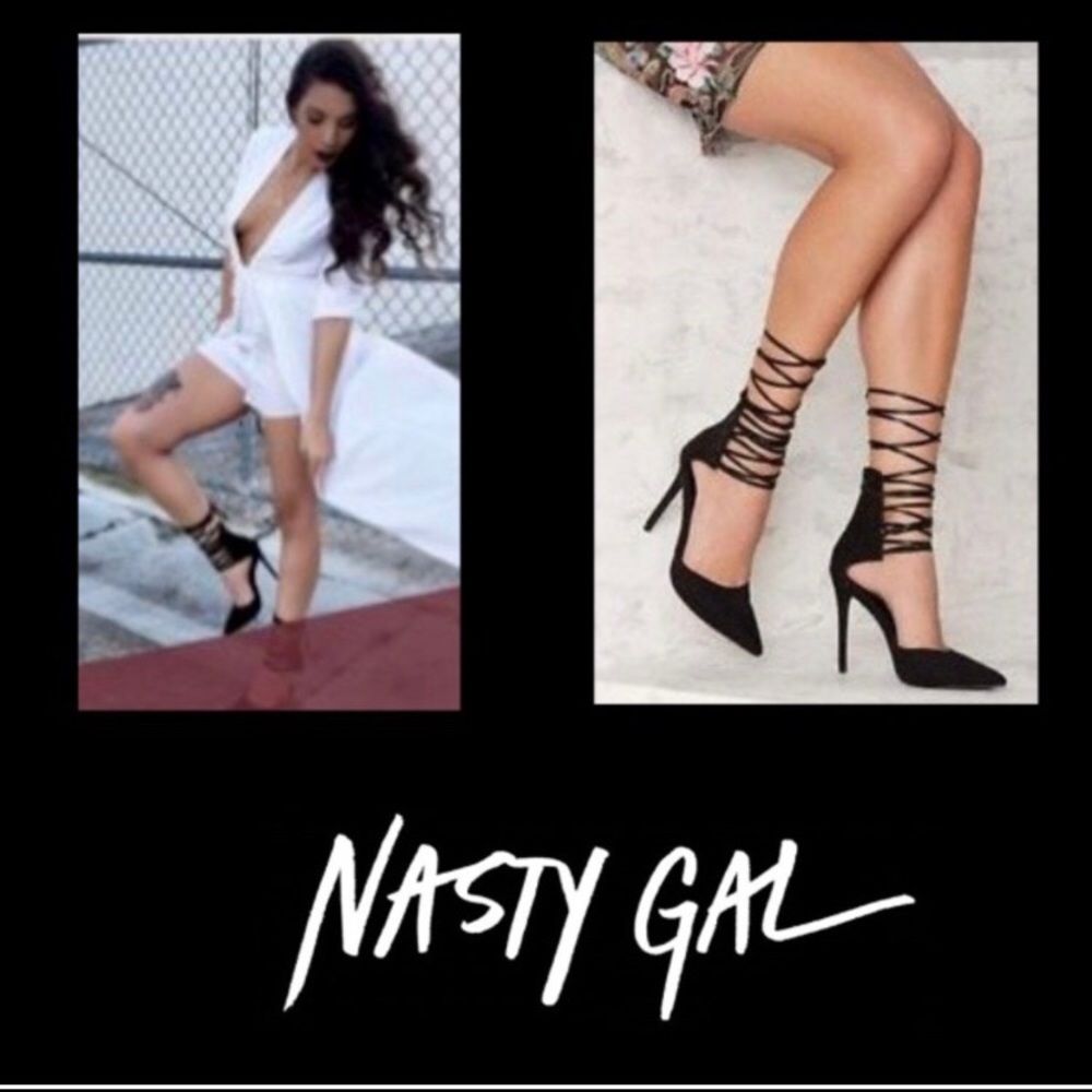 Nasty Gal High Heels Raft Black Faux Suede